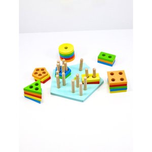 Juguete Educativo de Madera con Forma de Pentágono para Niños, Ayuda a Desarrollar la Coordinación Mano-Ojo y la Conciencia Espacial - Product Image 1