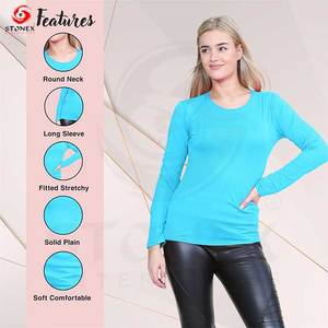 เสื้อยืดแขนยาวสำหรับผู้หญิงเสื้อยืดแขนยาวแบบเต็มตัวสำหรับผู้หญิงระบายอากาศได้ดีผลิตตามสั่ง - Product Image 3