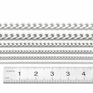 Cadena de Eslabones Planos de Plata de Ley 925 de 1 mm, Bañada en Oro, Accesorios de Joyería, Se Vende por Pulgada, Tamaños 3 mm y 8 mm - Product Image 3