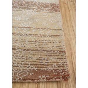 พรมวิสกายาสีเบจและสีน้ำตาล ทอมือจากขนสัตว์และไหม ขนาด 9x12 ฟุต รูปทรงสี่เหลี่ยมผืนผ้า ลายทาง สำหรับห้องนั่งเล่นหรือทางเดินในบ้าน-NRA-861(BL) - Product Image 4