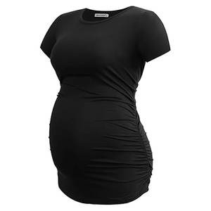 Femmes maternité hauts côté froncé tunique T-Shirt vêtements de grossesse tissu extensible croissance ventre tenue décontracté attendre les mamans - Product Image 2
