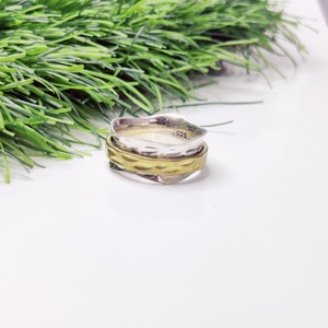 Bague Spinner en laiton argenté Bague de méditation Bague en laiton argenté uni - Product Image 3