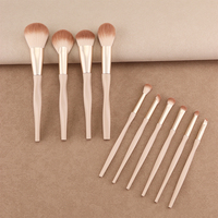 Ensemble de 10 pinceaux de maquillage à manche en bois nude, poils synthétiques doux en nylon, pour fond de teint, blush, fard à paupières, pinceaux cosmétiques, logo personnalisé