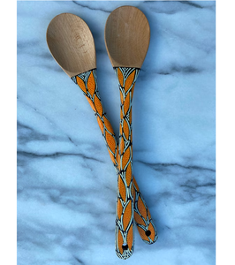 Cuillère à salade en bois poignée imprimée cuillère de vaisselle en bois durable en gros personnalisé multi-taille - Product Image 1