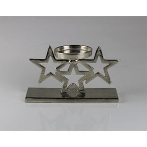 Portavelas de árbol de Navidad de aluminio dorado hecho a mano sobre base de madera Decoración de mesa elegante para REGALOS FESTIVOS - Product Image 2