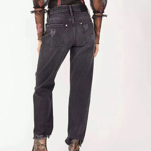 Wholesale Made <b>Women's</b> Denim Stretchy Distressed <b>Jeans</b> Pants <b>Jeans</b> Pant Apparel Stock <b>Women</b> <b>Jeans</b> Washed Down Loose Baggy <b>Jeans</b> - Product Image 5