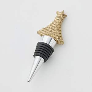 Bouchon de bouteille de vin de Noël 'Marquise' à profil fin, corps en acier inoxydable brossé conique long, exsudant une touche moderne et élégante - Product Image 2