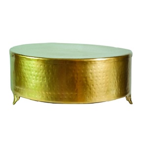 Soporte redondo hecho a mano de tamaño personalizado para pasteles chapado en oro de aluminio latón plato para servir Pedestal utensilios para hornear al por mayor - Product Image 1