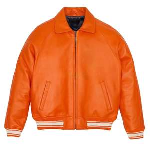 Veste bomber avec logos personnalisés, manches en cuir de haute qualité, style universitaire, coupe slim, doublure en polaire, fourrure de mouton, tricotée, pour hommes - Product Image 6