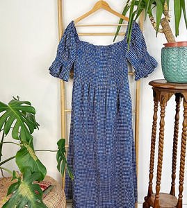 Pur coton Maxi robe indien bloc imprimé décontracté été élégant confortable vêtements de jour respirant brodé Long tissé avant Logo - Product Image 6