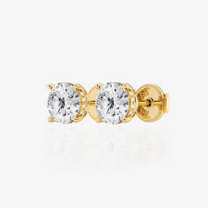 14K Yellow Gold Round Cut Moissanite Diamond <b>Stud</b> <b>Earrings</b> with Hidden Halo Elegant Verragio Collection - Product Image 1
