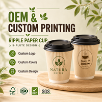 Layanan Identitas Merek dengan Logo Kustom, Cangkir Kertas Kraft Ramah Lingkungan, Biodegradable, Dapat Didaur Ulang, Berdinding Tiga, dan Berkelanjutan