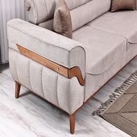 Ensemble de canapés contemporains carrés verticaux capitonnés en tissu, mobilier de salon moderne, canapé de luxe avec pieds en bois et accoudoirs, Villa Park