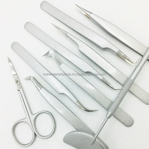 Juego de Pinzas Profesionales de Acero Inoxidable para Extensión de Pestañas, con Punta Dorada, Agarre de Diamante Plateado, Espejo, Antimagnéticas y Antiestáticas - Product Image 2