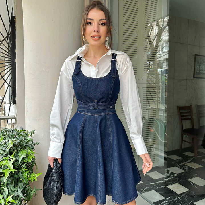 BLUE DESIGN DENIM DRESS