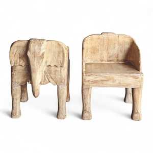 Silla de Madera Estilo Rústico con Forma de Elefante para Muebles de Restaurante - Product Image 1