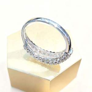 High Quality 925 <b>Silver</b> Brilliant Cut Moissanite Claw Setting for Certified Pave Classic <b>Ring</b> Gold Plating <b>Men</b> Women Unisex - Product Image 2