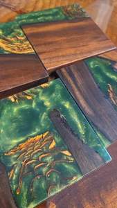 COST UNIQUE DESIGN EPOXY WOOD RESIN <b>COASTER</b> for Coffee Tea Drink Wooden Customize Square Round Tea Cup - Product Image 2