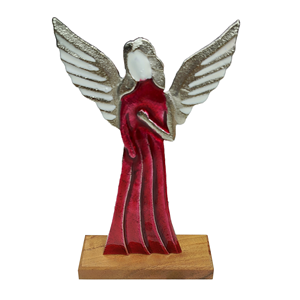 Adorno de mesa contemporáneo, Papá Noel de metal con base de madera, decoración estética moderna para habitación - Product Image 6