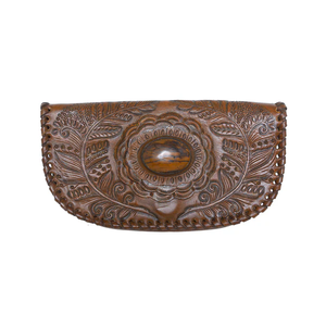 RABADA-Bolso de mano bohemio de cuero de vaca hecho a mano, diseño de pluma de piedras preciosas genuinas - Product Image 6