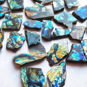 Lot de pierres précieuses en vrac naturelles Multi Flashy Labradorite Slice Cabochon pierres polies pour la fabrication de bijoux - Product Image 1