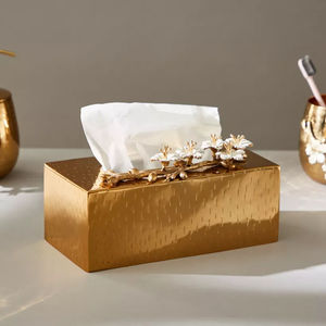 กล่องใส่กระดาษทิชชู่กล่องใส่ทิชชู่กล่องโลหะสีทองอุปกรณ์เสริมผ้าเช็ดปากสำหรับตกแต่งโต๊ะในบ้าน - Product Image 3