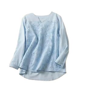 Summer Autumn Hot <b>Blouse</b> <b>Women</b> Lace Long Sleeve Tops V Neck Embroidery Loose <b>Plus</b> <b>Size</b> <b>S</b>-5XL Elegant <b>Shirt</b> <b>Blouses</b> Female - Product Image 2
