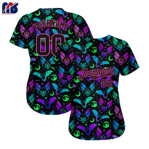 Hallewon calavera estilo Unisex 100% poliéster béisbol Softball Jersey cómodo logotipo personalizado deporte uniforme secado rápido transpirable - Product Image 6