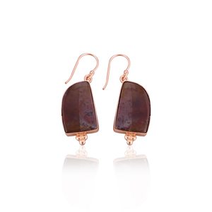 Pendientes de Latón al por Mayor con Piedras Preciosas de Jaspe Café, Joyería con Acabado de Latón Antiguo, Estilo Moderno y Vanguardista, Moda al por Mayor - Product Image 1