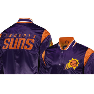 Men's Satin Winter Stand Collar <b>Varsity</b> <b>Jacket</b> <b>Purple</b> Single Button College Style Vintage - Product Image 6