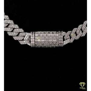 12mm Prong Lab Grown Diamond Cuban Link Chain Customizable bail <b>Men</b>/women Cuban Chain 925 Sterling Silver Chain Hip Hop Jewelry - Product Image 3