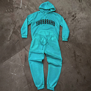 Survêtement à capuche pour homme sur mesure, 100% coton, imprimé, effet délavé au soleil, effet pulvérisé, sweat-shirt vintage, broderie appliquée, pantalon de survêtement - Product Image 6