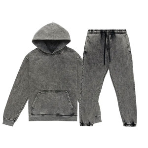 2023 personnalisé hommes Vintage acide Streetwear ensemble de gymnastique respirant écologique surdimensionné à capuche Stone Wash Joggers grande taille hiver - Product Image 1