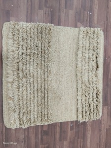 Alfombra de Lana Natural Marrón de Pelo Alto y Plano, Alfombra Moderna Geométrica Boho, Alfombra de Lana Suave y Acogedora para Sala de Estar y Dormitorio - Product Image 6