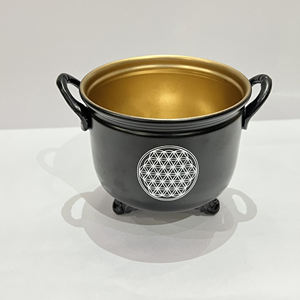 Quemador creativo de Bakhoor, quemador de incienso de diseño único de lujo, forma redonda con tapa, acabado de cobre, decoración Sambrani Dhoop Dhani - Product Image 2