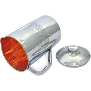 Copper Jug PitcherAyurvedic <b>Drinkware</b> <b>Accessory</b> with Embossed outside Steel and inside Copper Embossed Dinnerware Metal - Product Image 3