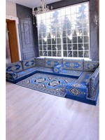Ensemble de trois coussins de sol ottoman, afghan, arabe, nomade, Yoruk, oriental, brodés, marocains, lavables