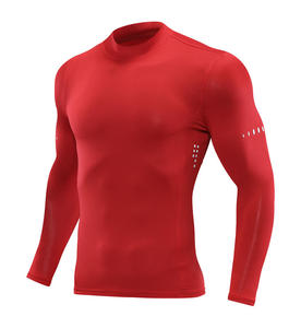 Camiseta de compresión de entrenamiento atlético para hombre, capa Base de gimnasio de secado rápido, cuello redondo, manga larga, longitud corta, diseño Digital en blanco - Product Image 3