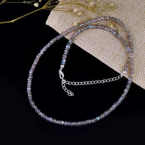 Étincelant à facettes Rondelle naturel bleu feu Labradorite pierres précieuses collier de perles personnalisé bijoux fins cadeau - Product Image 4