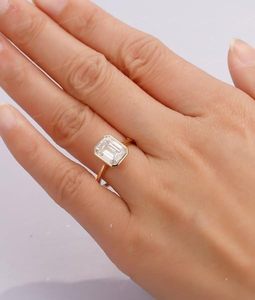 925 Sterling <b>Silver</b> <b>Emerald</b> Cut Moissanite Luxury <b>Ring</b> for Women Engagement Single Stone Certified Prong Setting Wedding Band - Product Image 1