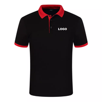 Camiseta Polo de Moda Roja y Negra con Logotipo Bordado/Camiseta Polo de Algodón Unisex/Camiseta Polo Negra y Roja Personalizada para Hombre y Mujer