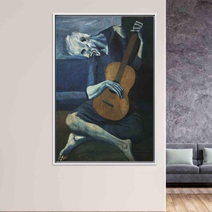 Impression « Vieil guitariste » de Picasso : Art mural sur toile imprimée, TOILE ENCADRÉE BLANCHE - Product Image 1