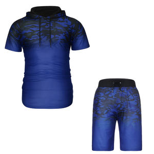 Lo último de 2024, conjuntos cortos de ropa informal de verano para hombres personalizados, tela térmica transpirable, estampado Digital, Color sólido, opciones de talla grande - Product Image 3