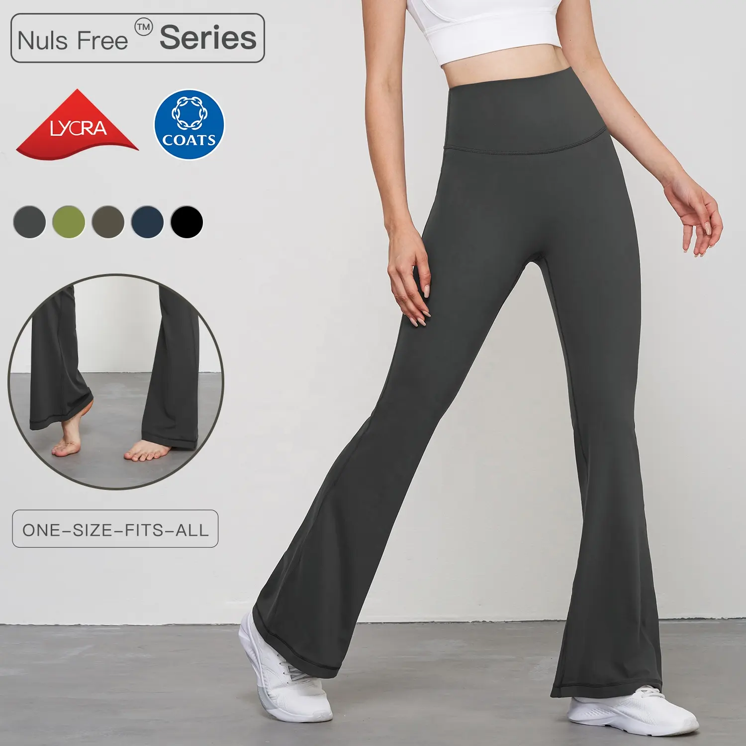 LOLOLULU Schlussverkauf Nylon Flare Yoga Leggins hohe Taille Fitness-Studio Elasthans Fitness-Hose für Damen