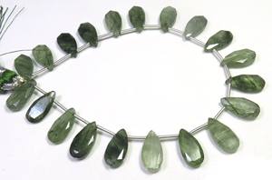 Pera de cuarzo rutilo verde facetado corte alemán 8 \ "hebra 20 piezas cuentas de piedras preciosas sueltas naturales 100% Natural 100% seleccionado a mano - Product Image 6