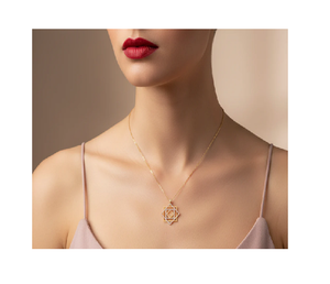 Colgante de Diamantes con Marco Cuadrado Moderno, Oro Amarillo de 18K, 124 Diamantes Naturales, Certificado IGI, Joyería Fina de Moda, Regalo de Cumpleaños o Aniversario - Product Image 5