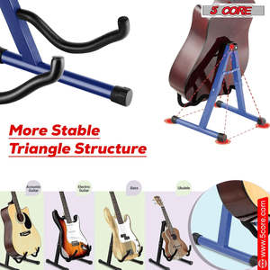 5 Core Guitar Stand 2 Pack A Frame w Soft <b>Foam</b> Arm Non Slip Rubber for Acoustic <b>Electric</b> Bass - Product Image 2
