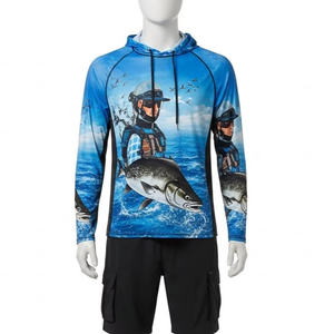 Ropa de Pesca con Protección Solar, Impresión por Transferencia de Calor Anti-UV, Poliéster de Secado Rápido, Proveedor Mayorista de Ropa para Exteriores, Exportación OEM - Product Image 2