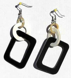 Pendientes de Cuerno Natural Hechos a Mano, Ecológicos y Modernos para Mujer, Diseño de Moda en Color Cuerno de Búfalo, Estilo Indio - Product Image 1