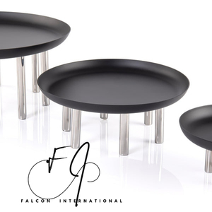 Ensemble de 3 supports à gâteaux de couleur noire en fer support de service de bonbons de couleur noire en acier inoxydable avec pieds support à gâteaux de qualité de luxe - Product Image 1